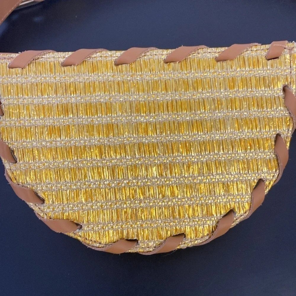 POOLSIDE Metallic Raffia Belt Bag brand new with tags